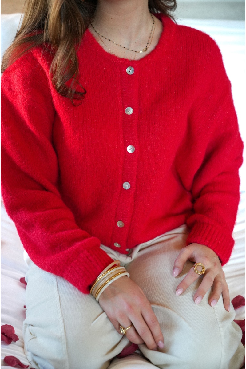 LILY DRESSING SO KITSCH BOUTON ROUGE GILET FEMME 2