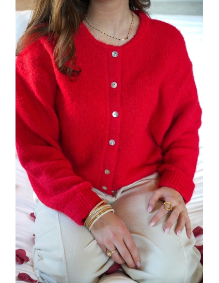 LILY DRESSING SO KITSCH BOUTON ROUGE GILET FEMME