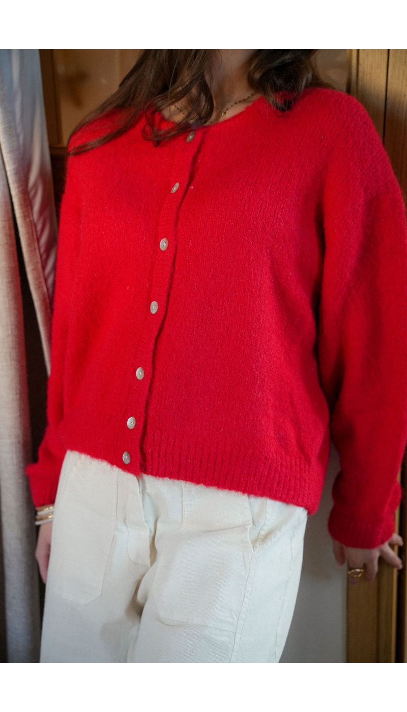 LILY DRESSING SO KITSCH BOUTON ROUGE GILET FEMME