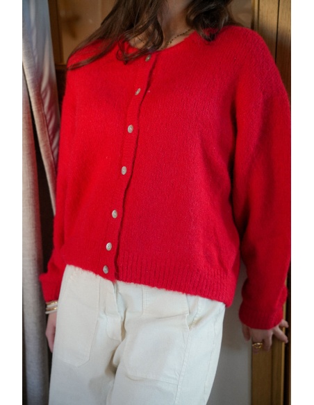 Gilet Maille Rouge ANAELLE