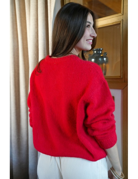 Gilet Maille Rouge ANAELLE