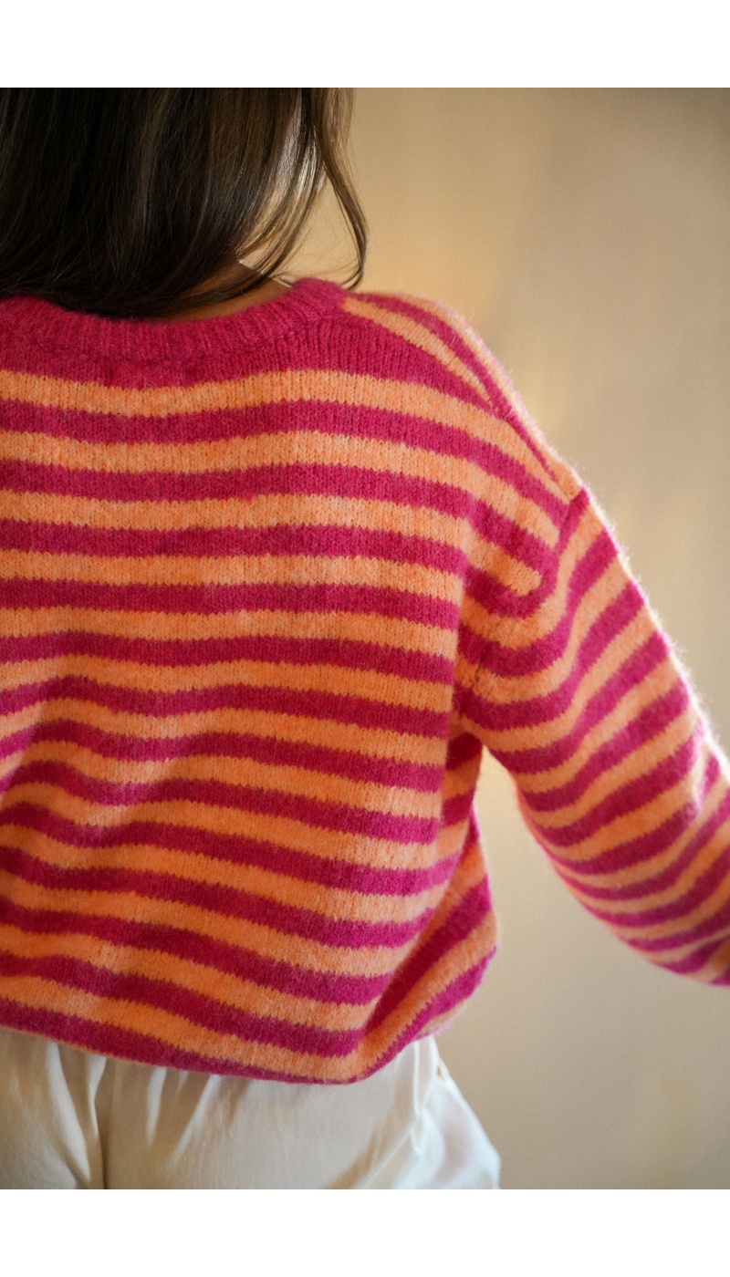 Gilet Maille Rose Orange ANA