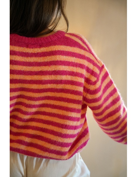 Gilet Maille Rose Orange ANA