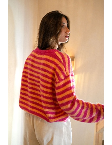 Gilet Maille Rose Orange ANA