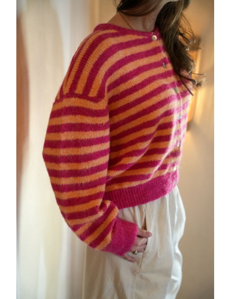 Gilet Maille Rose Orange ANA