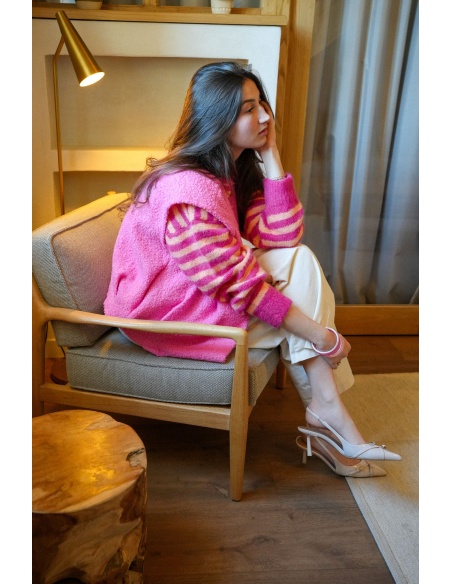 Gilet Maille Rose Orange ANA