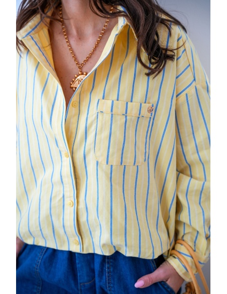 DE FIL EN AIGUILLE RAYE JAUNE CHEMISIER