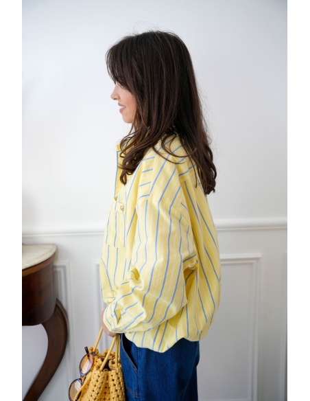 DE FIL EN AIGUILLE RAYE JAUNE CHEMISIER