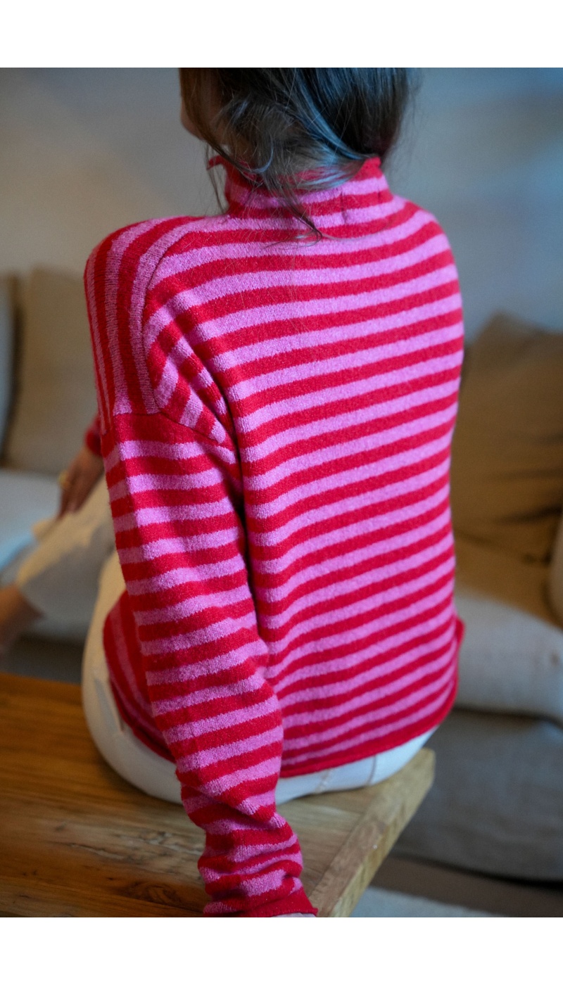 Gilet Rayé Rouge Rose LIA