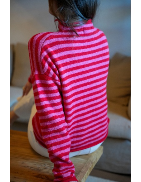 Gilet Rayé Rouge Rose LIA