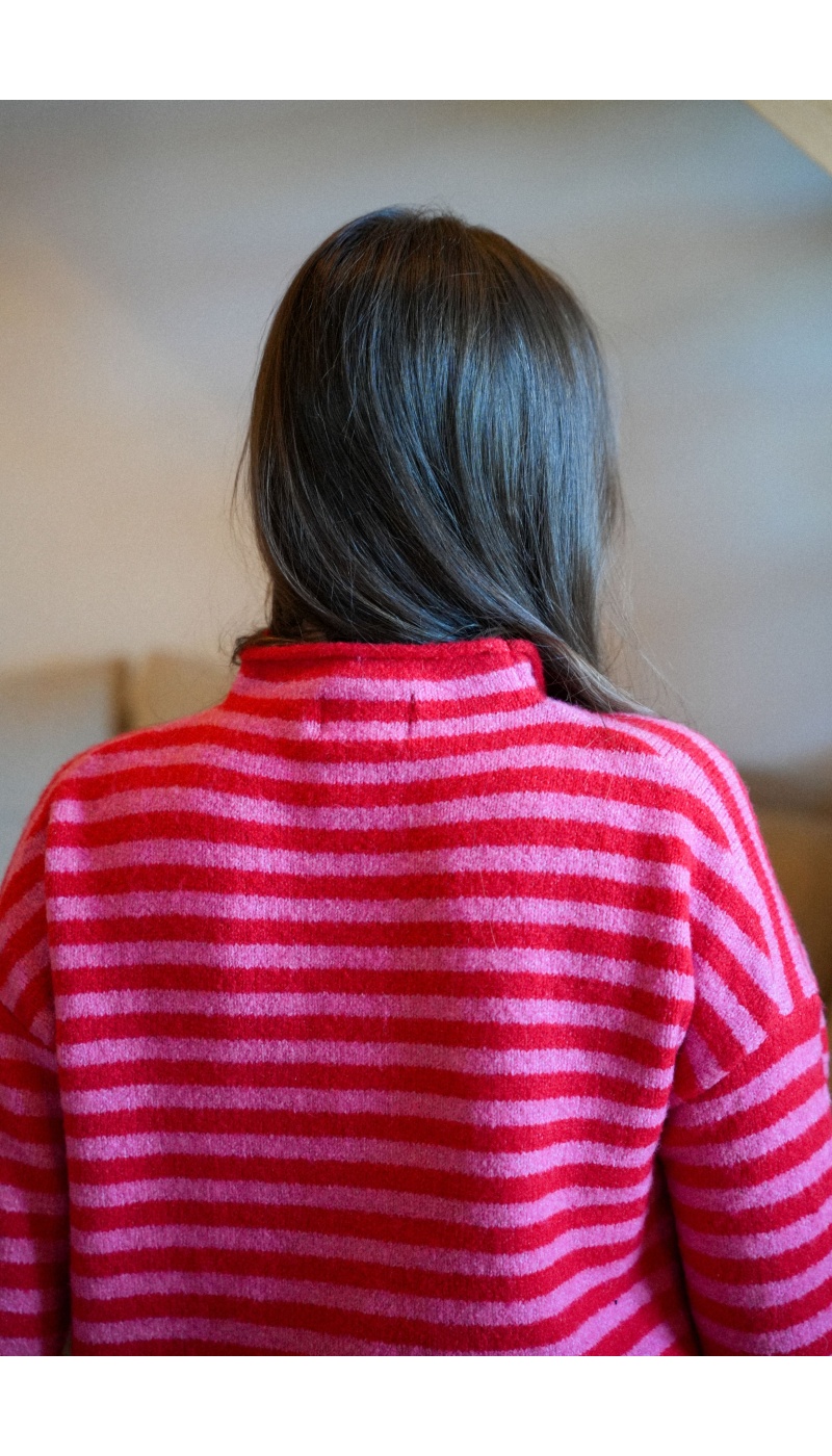 Gilet Rayé Rouge Rose LIA