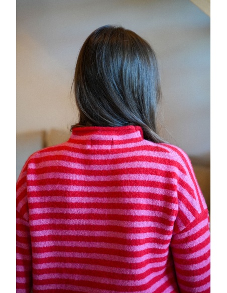 Gilet Rayé Rouge Rose LIA