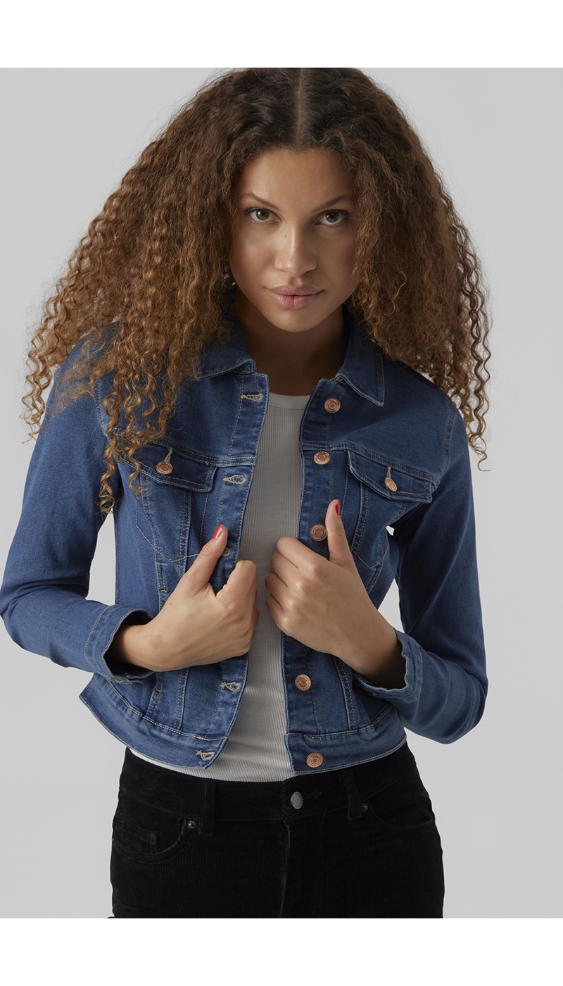 Jaqueta Jeans VMLUNA Vero Moda Azul Média - 4 | MULHERES