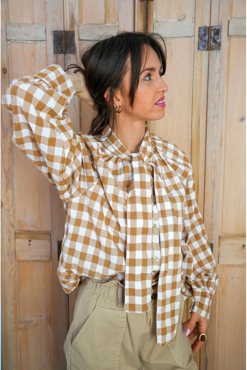 Chemisier Vichy Camel BICHETTE 2