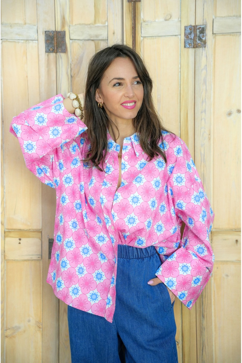 Chemisier Fleurs Roses Johanna ALMA