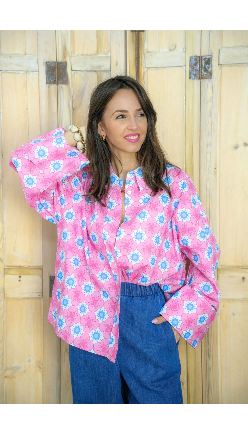 Chemisier Fleurs Roses Johanna ALMA