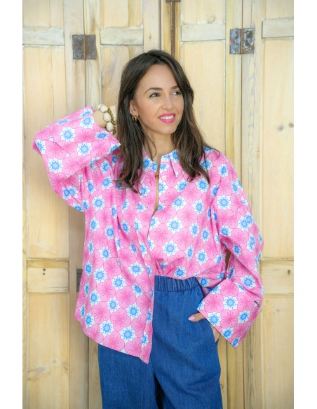 Chemisier Fleurs Roses Johanna ALMA