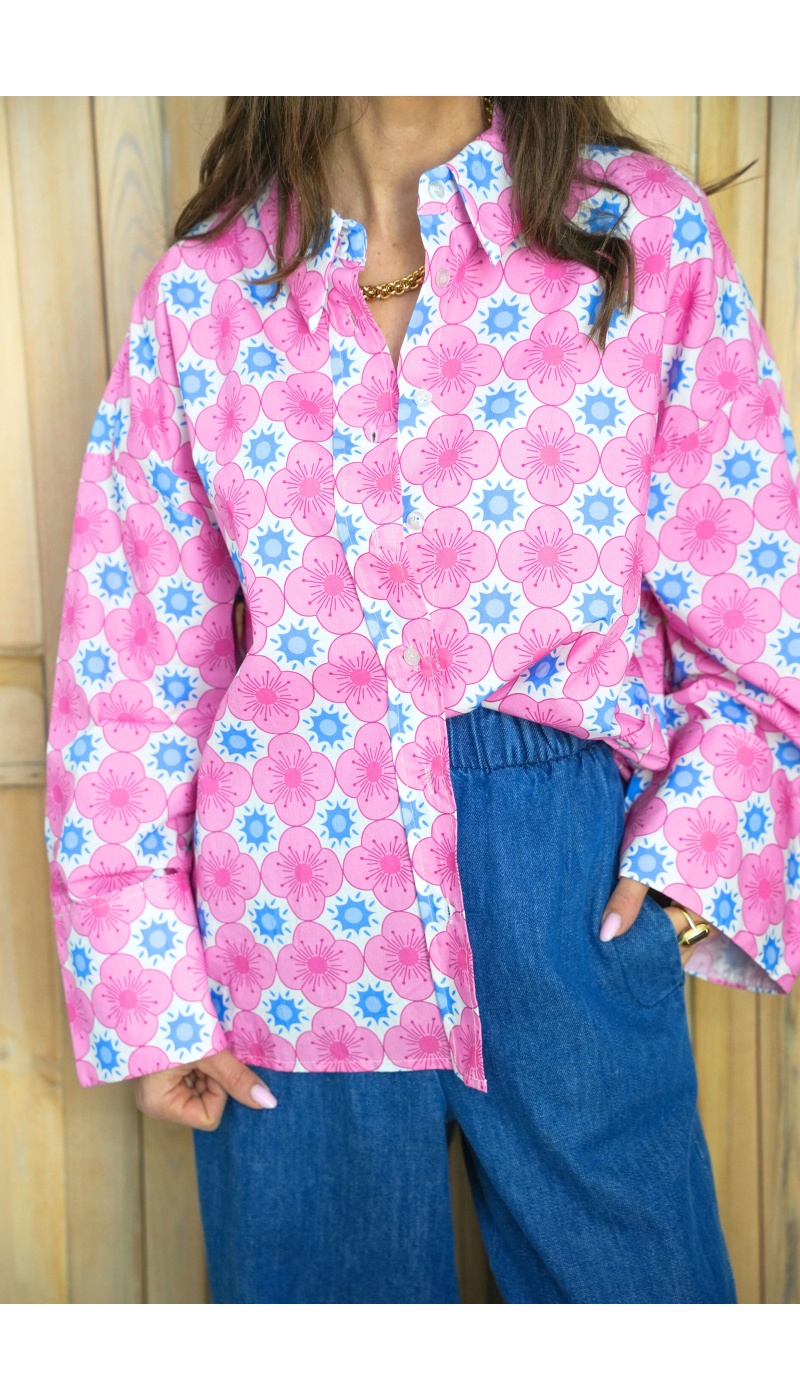 Chemisier Fleurs Roses Johanna ALMA