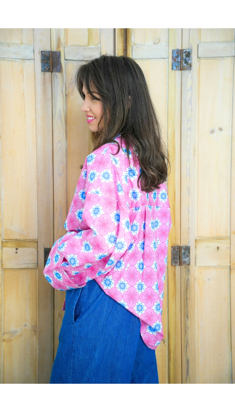 Chemisier Fleurs Roses Johanna ALMA