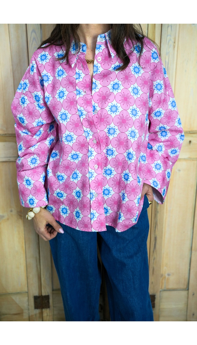 Chemisier Fleurs Roses Johanna ALMA