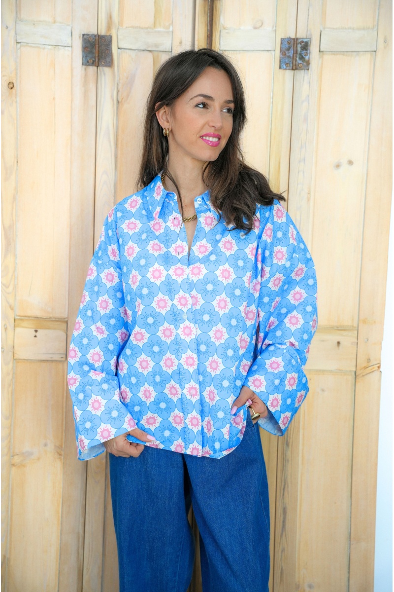 Chemisier Fleurs Bleues Johanna ALMA