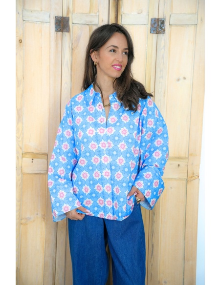 Chemisier Fleurs Bleues Johanna ALMA