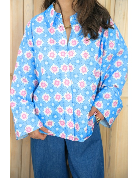 Chemisier Fleurs Bleues Johanna ALMA