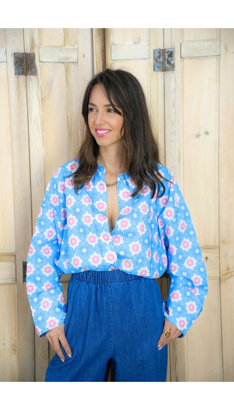 Chemisier Fleurs Bleues Johanna ALMA