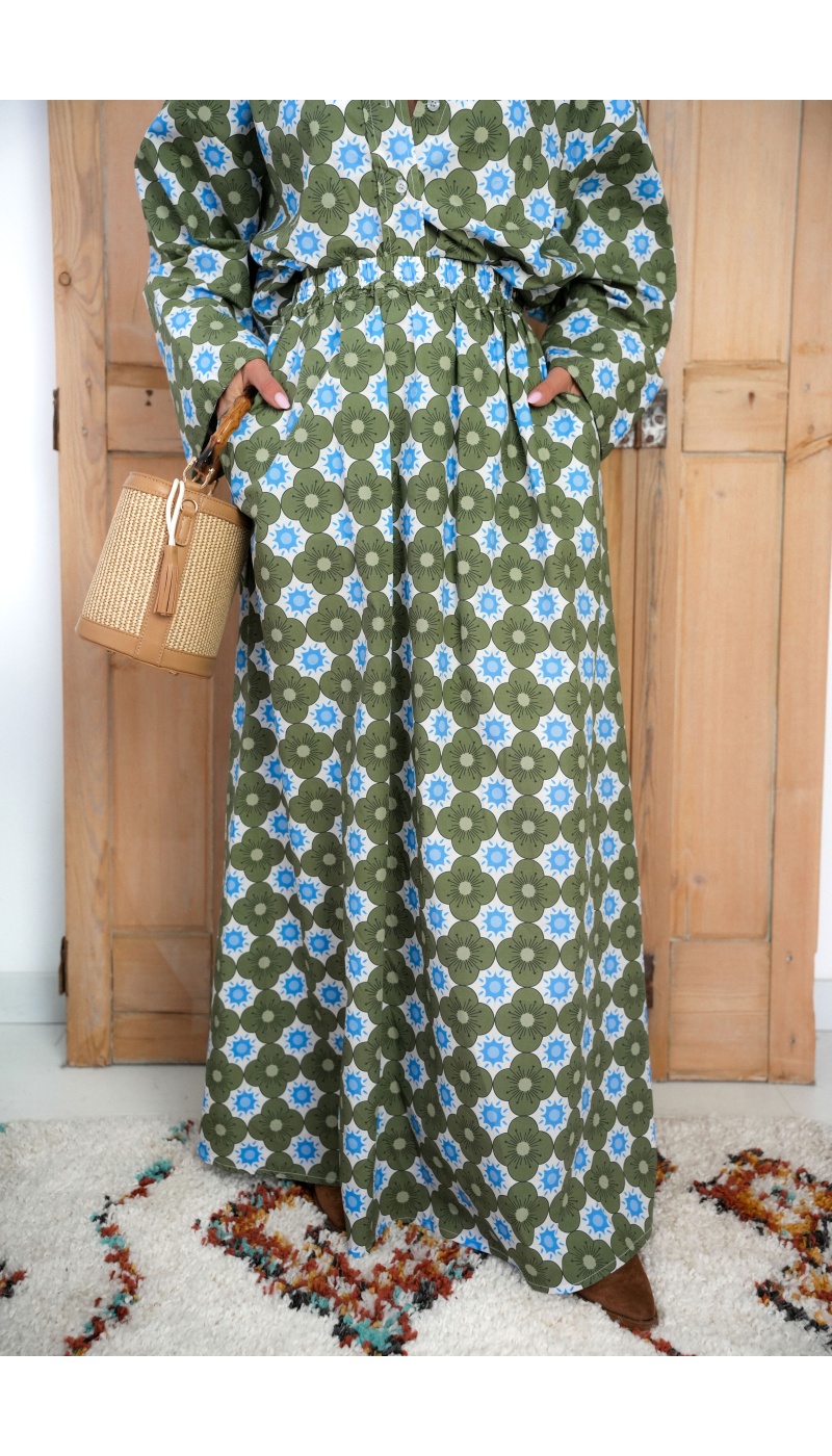 Jupe Fleurs Vertes LEA