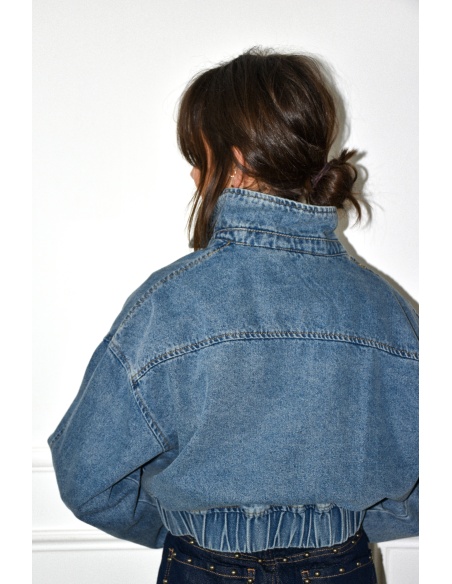 veste en jean courte style bomber