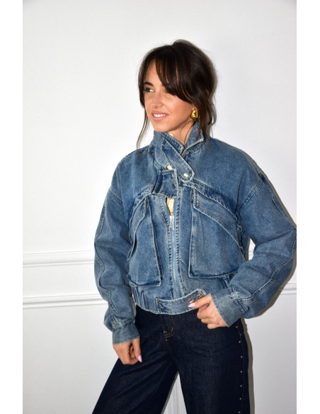 veste en jean courte style bomber