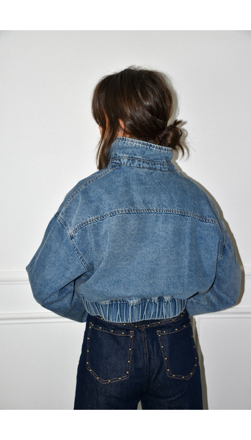 veste en jean courte style bomber