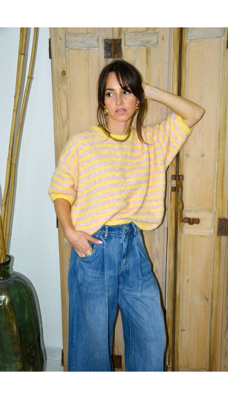 du vent ROSE JAUNE PULL FEMME