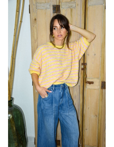 du vent ROSE JAUNE PULL FEMME