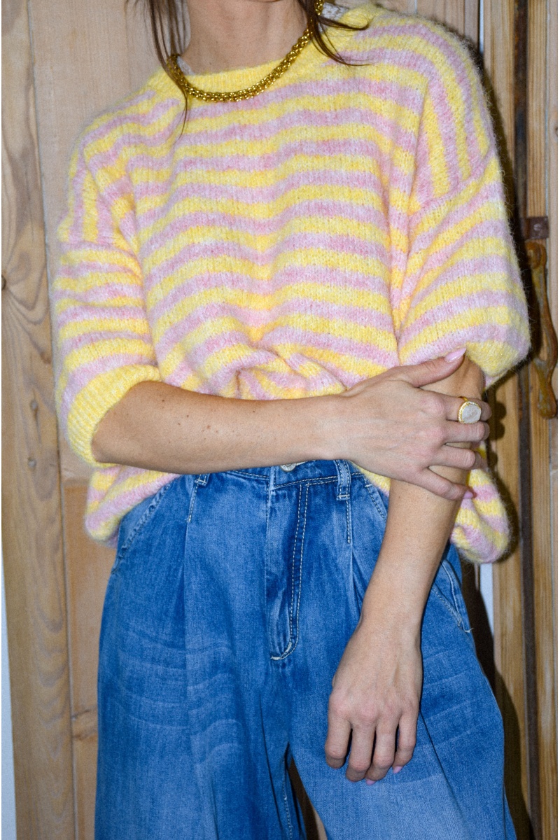 du vent ROSE JAUNE PULL FEMME