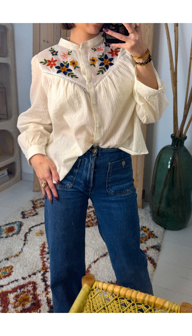 Lauremyx sarl FLEURS ECRU CHEMISIER