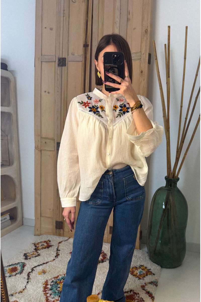 Lauremyx sarl FLEURS ECRU CHEMISIER 2