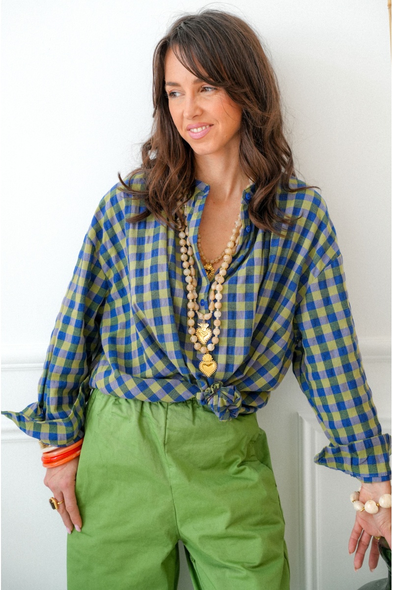 Blouse Carreaux Vert Johanna TAMA