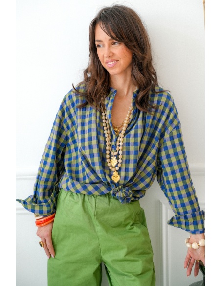 Blouse Carreaux Vert Johanna TAMA