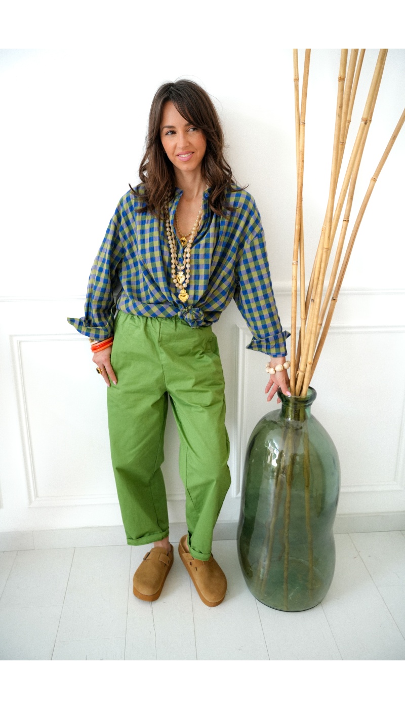 Blouse Carreaux Vert Johanna TAMA