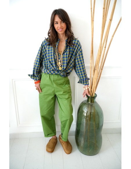 Blouse Carreaux Vert Johanna TAMA