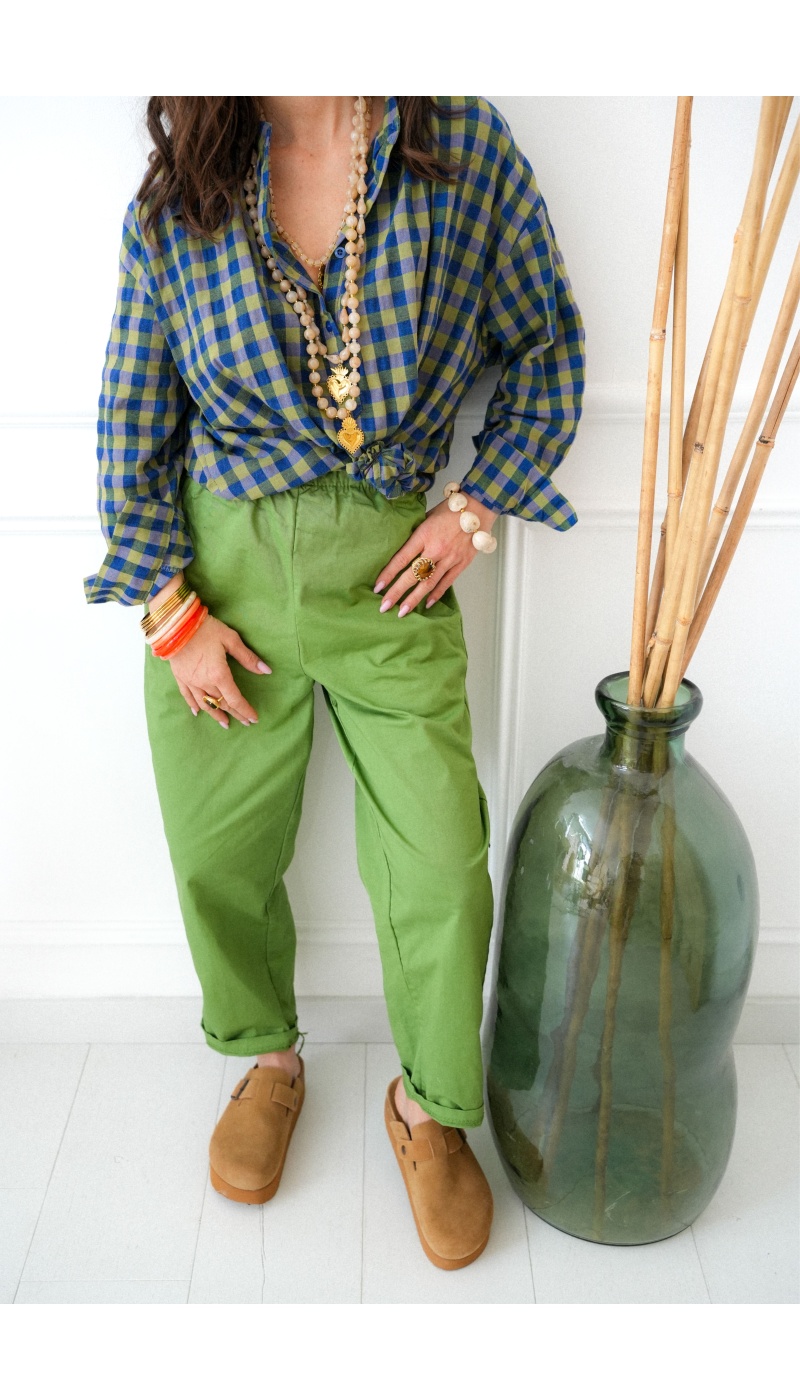 Blouse Carreaux Vert Johanna TAMA