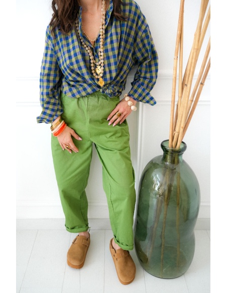 Blouse Carreaux Vert Johanna TAMA