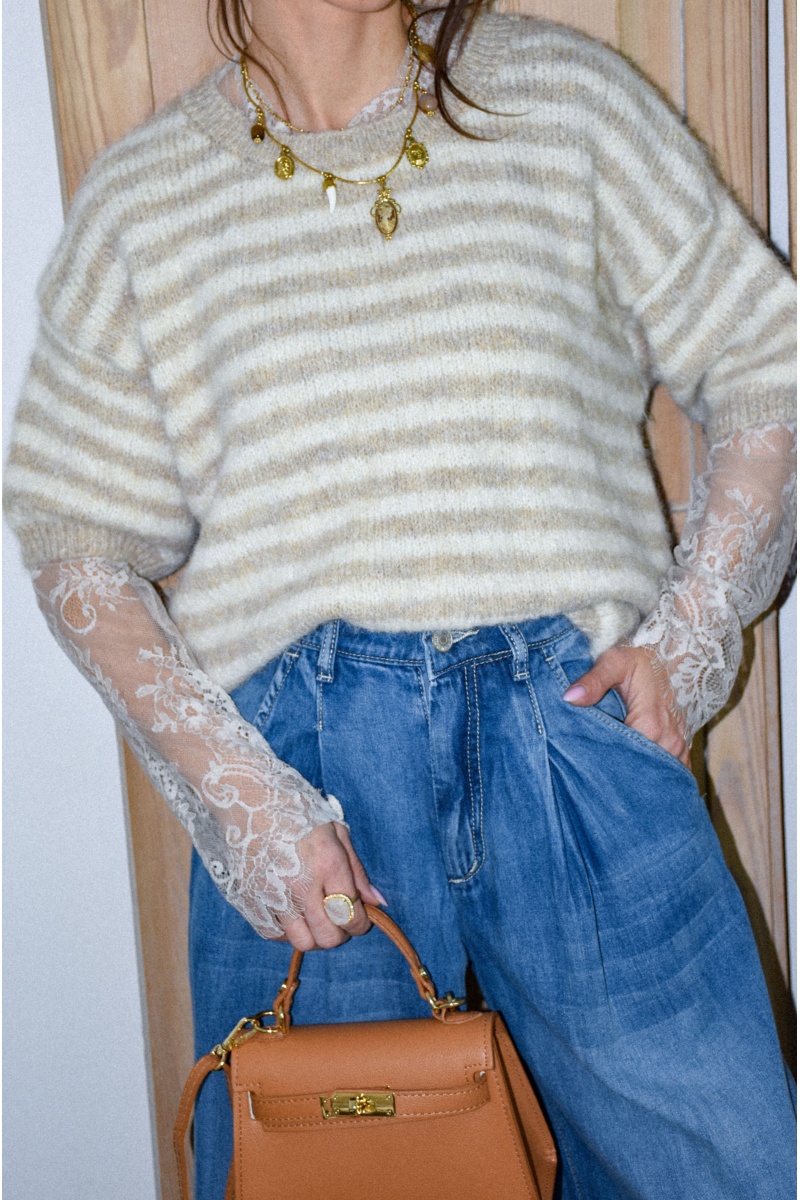 Pull Rayé Beige MELINDA