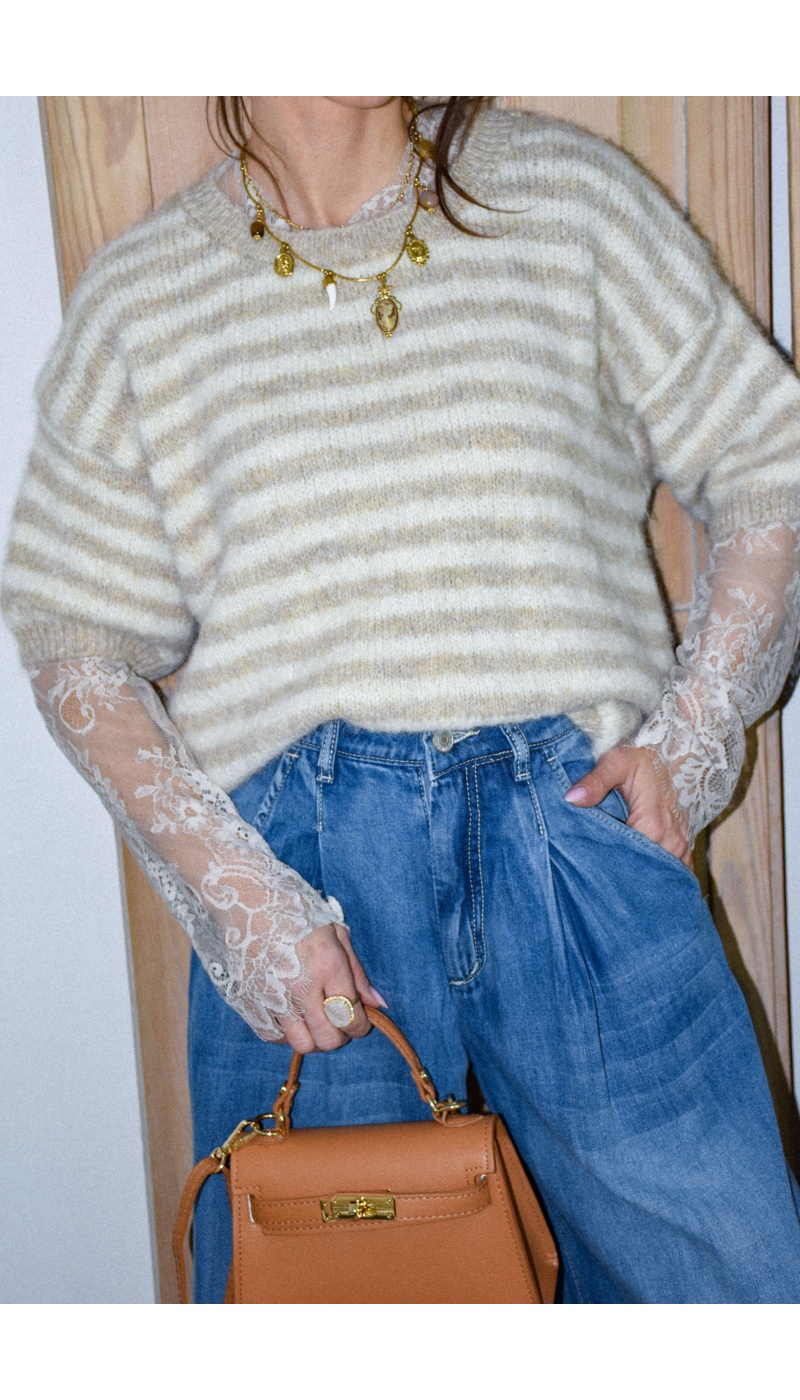 Pull Rayé Beige MELINDA