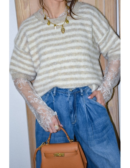 Pull Rayé Beige MELINDA