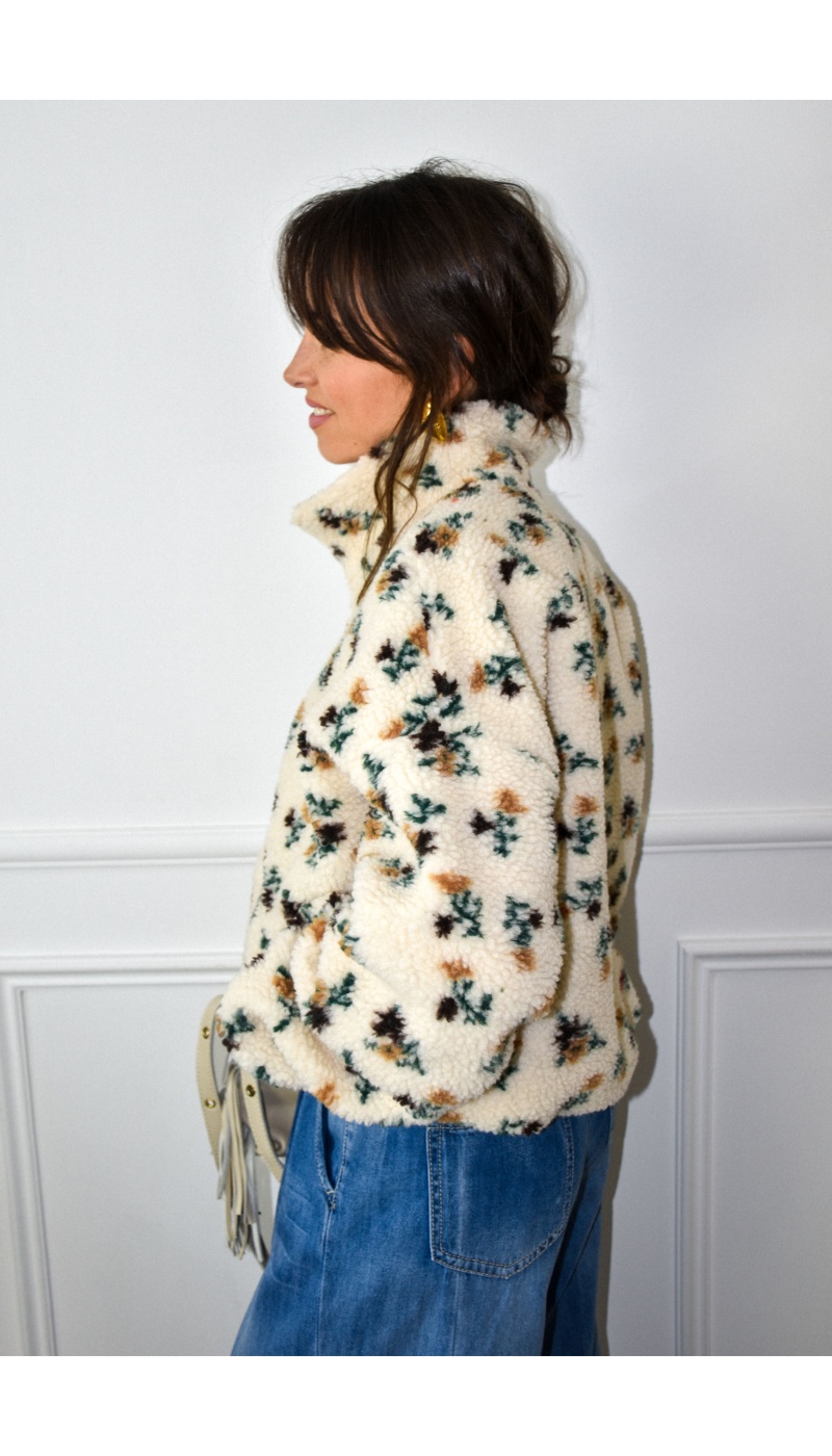 LILY DRESSING SO KITSCH FLEURI ECRU GILET FEMME