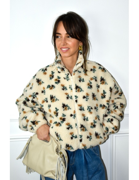 LILY DRESSING SO KITSCH FLEURI ECRU GILET FEMME