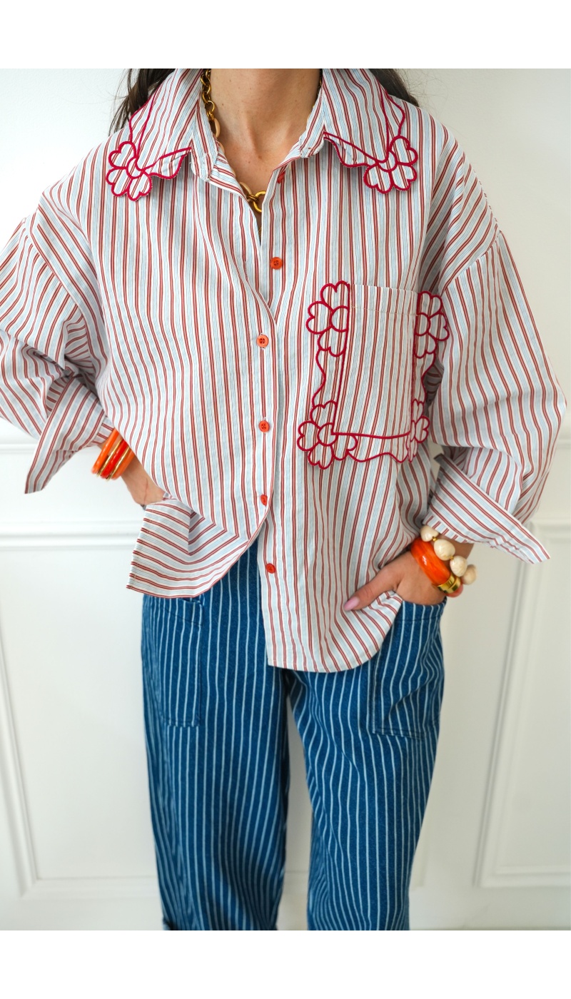 Chemisier Rayé Rouge Johanna LINDA