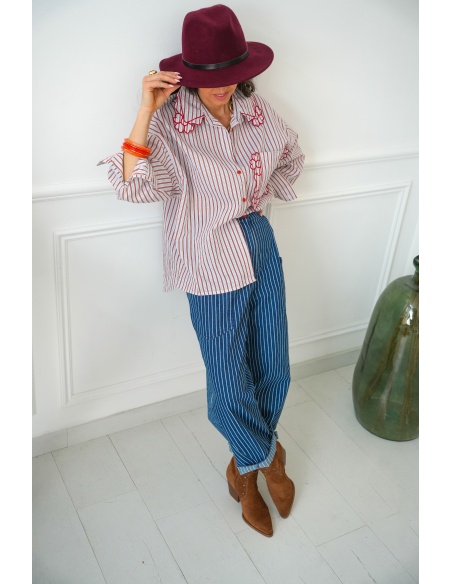 Chemisier Rayé Rouge Johanna LINDA